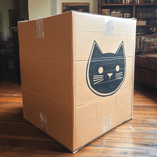 u9449869175_A_large_cardboard_box_with_a_logo_of_a_cat_on_the_91153aeb-26a1-46b1-899d-d49f95473d35_1 cat box